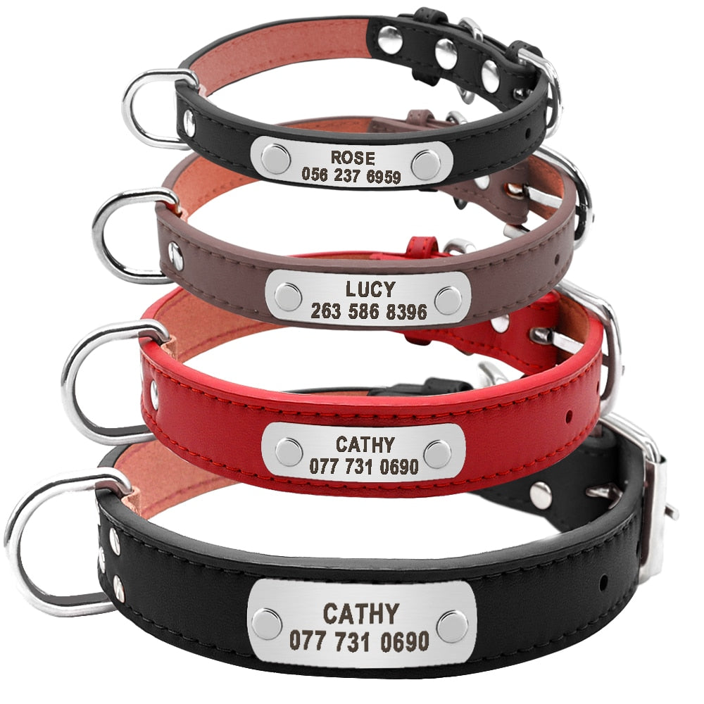 Individuelles Lederhalsband mit Namen + Telefonnummer