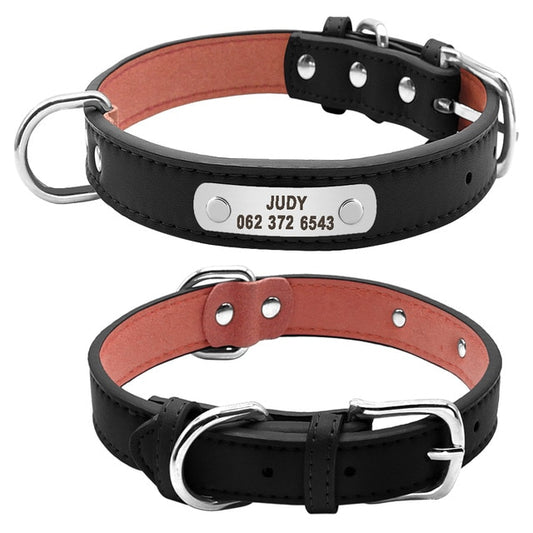 Individuelles Lederhalsband mit Namen + Telefonnummer