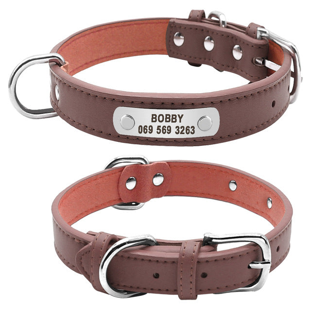Individuelles Lederhalsband mit Namen + Telefonnummer